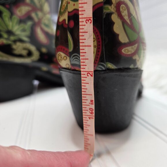 RIDE TEC Brown Paisley Floral Print Slip On Rubber Cowboy Rain Boots Sz 10 - Picture 9 of 10